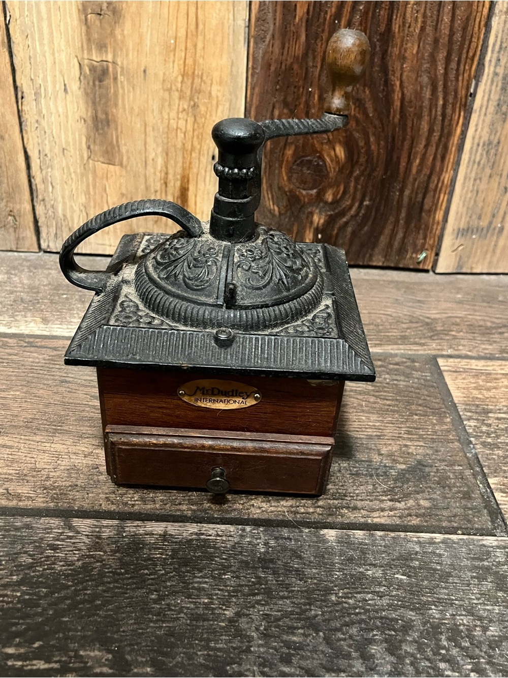 Mr. Dudley International Vintage Hand-Crank Coffee Grinder - Brown & Black